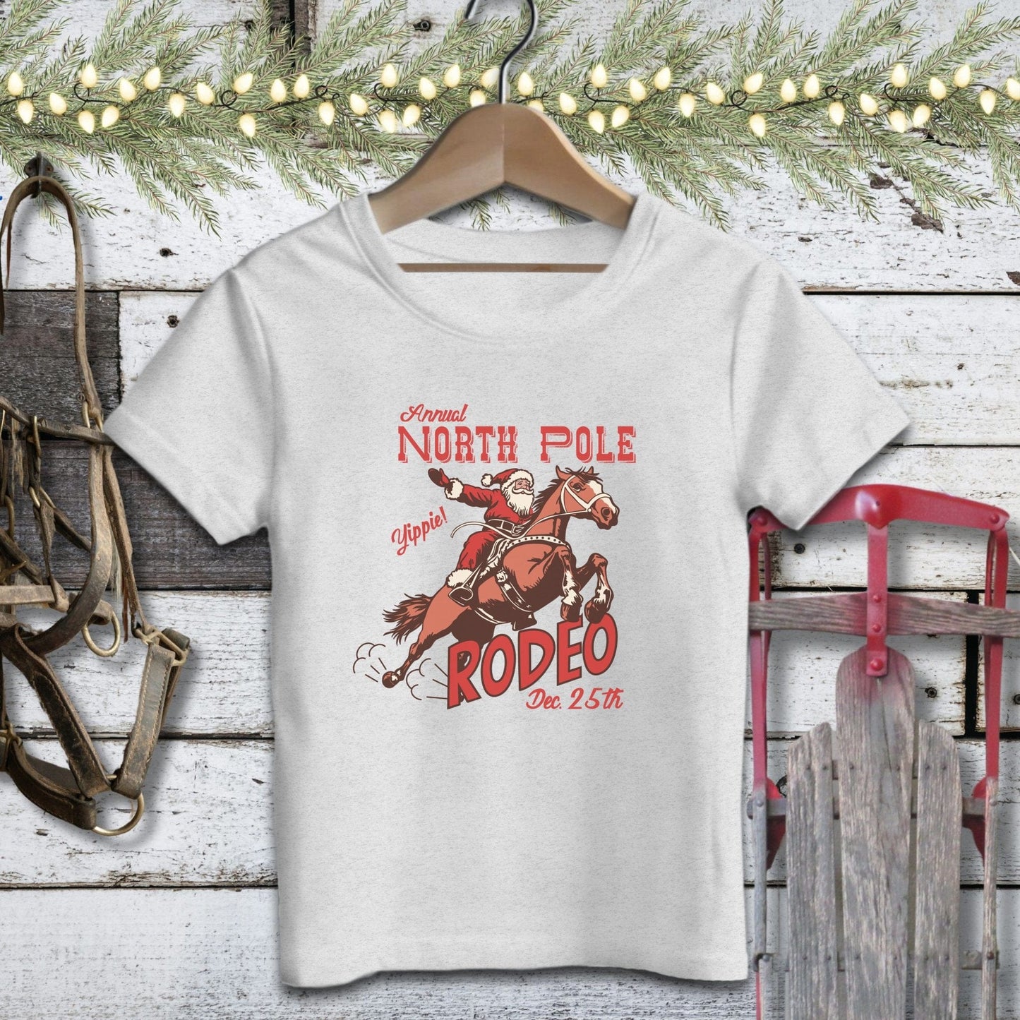 Holiday Youth Shirt Toddler T-shirt / Athletic Heather / 2T North Pole Rodeo Youth Shirt