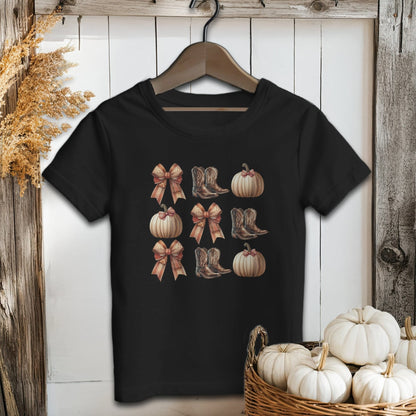 Holiday Youth Shirt Toddler T-shirt / Black / 2T Boots Pumpkins and Bows Fall - Youth Shirt