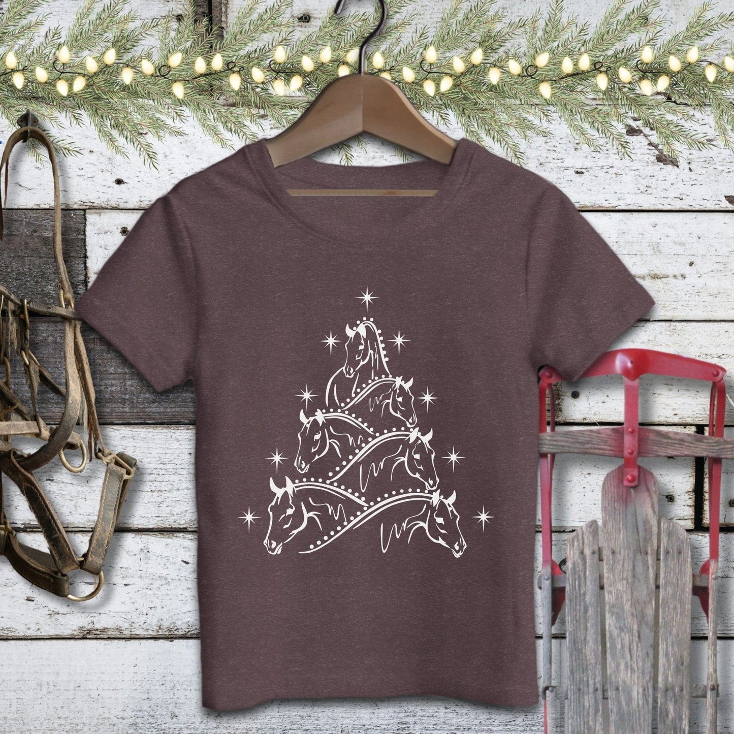 Holiday Youth Shirt Toddler T-shirt / Heather Maroon / 2T Horse Art Christmas Youth Shirt