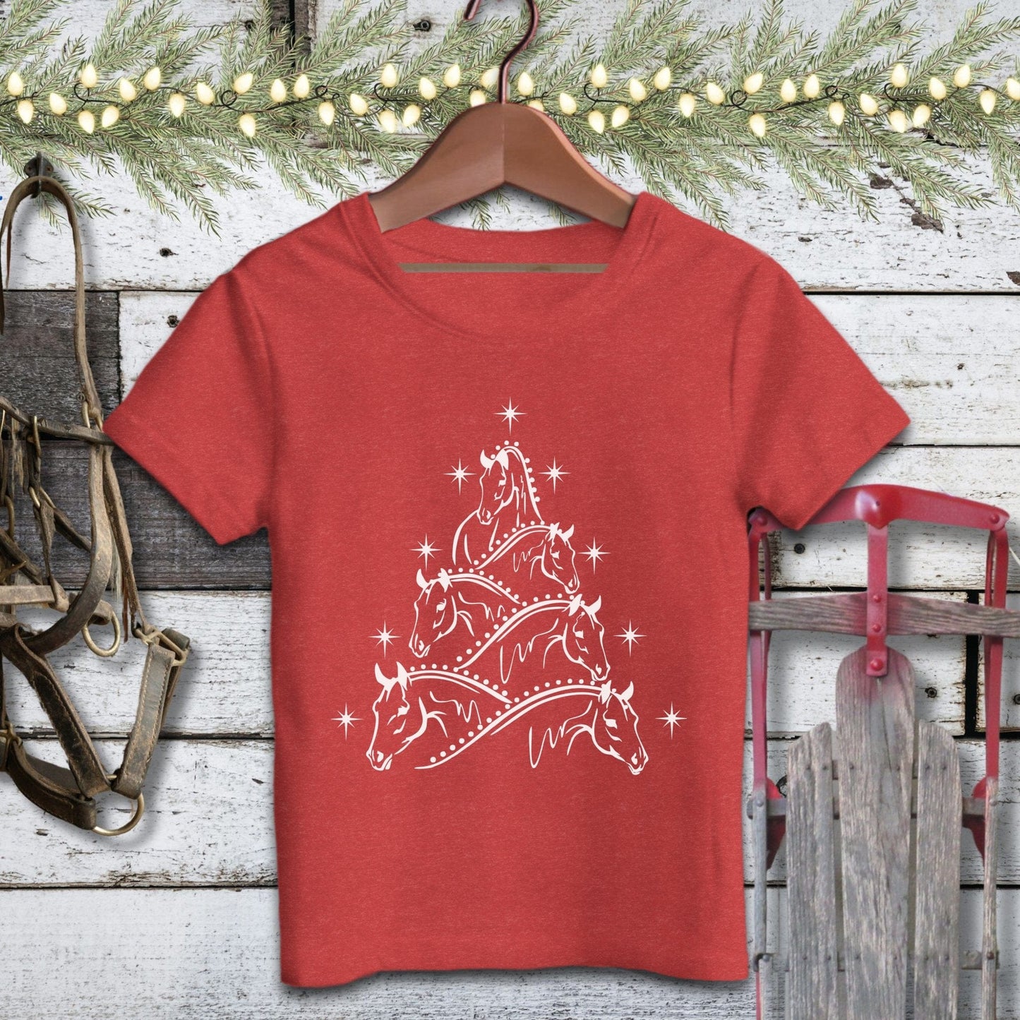 Holiday Youth Shirt Toddler T-shirt / Heather Red / 2T Horse Art Christmas Youth Shirt