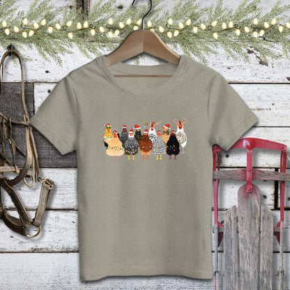 Holiday Youth Shirt Toddler T-shirt / Heather Stone / 2T Festive Chickens Youth Shirt