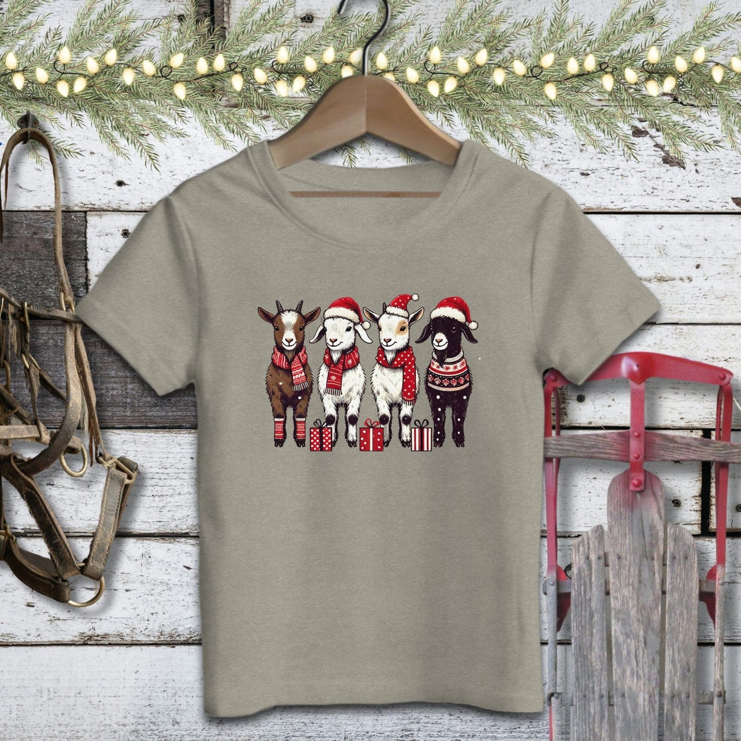 Holiday Youth Shirt Toddler T-shirt / Heather Stone / 2T Festive Goats Youth Shirt