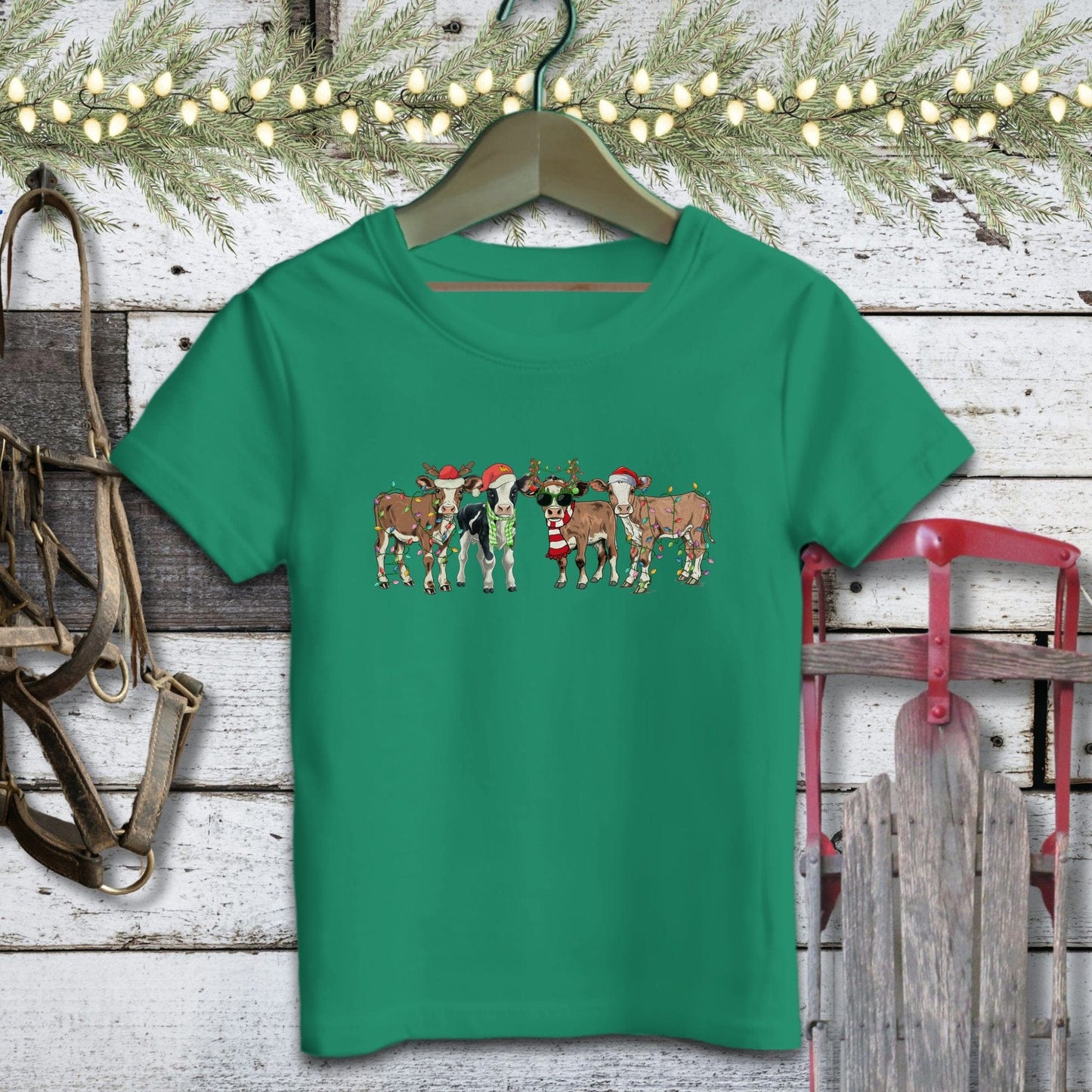 Holiday Youth Shirt Toddler T-shirt / Kelly / 2T Festive Cows Youth Shirt