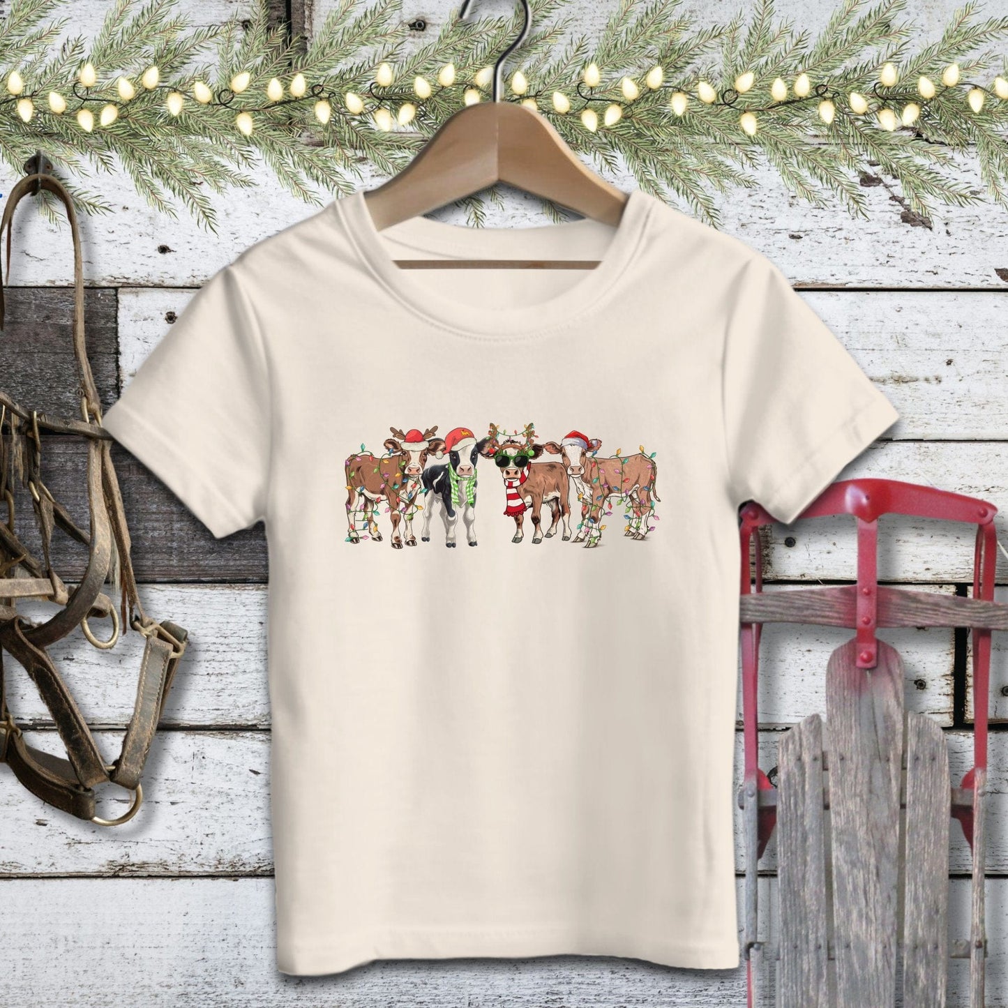 Holiday Youth Shirt Toddler T-shirt / Natural / 2T Festive Cows Youth Shirt