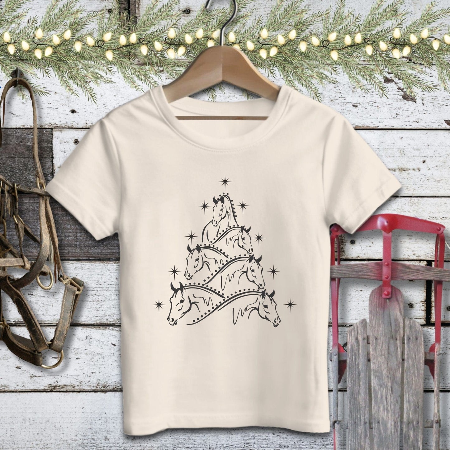 Holiday Youth Shirt Toddler T-shirt / Natural / 2T Horse Art Christmas Youth Shirt