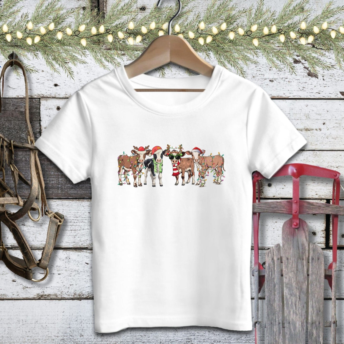 Holiday Youth Shirt Toddler T-shirt / White / 2T Festive Cows Youth Shirt