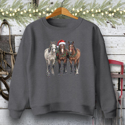 Holiday Youth Shirt Youth Sweatshirt / Dark Heather / S Festive Horses Youth Shirt