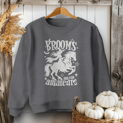 Holiday Youth Shirt Youth Sweatshirt / Dark Heather / XS Brooms Are For Amateurs Halloween Youth Shirt