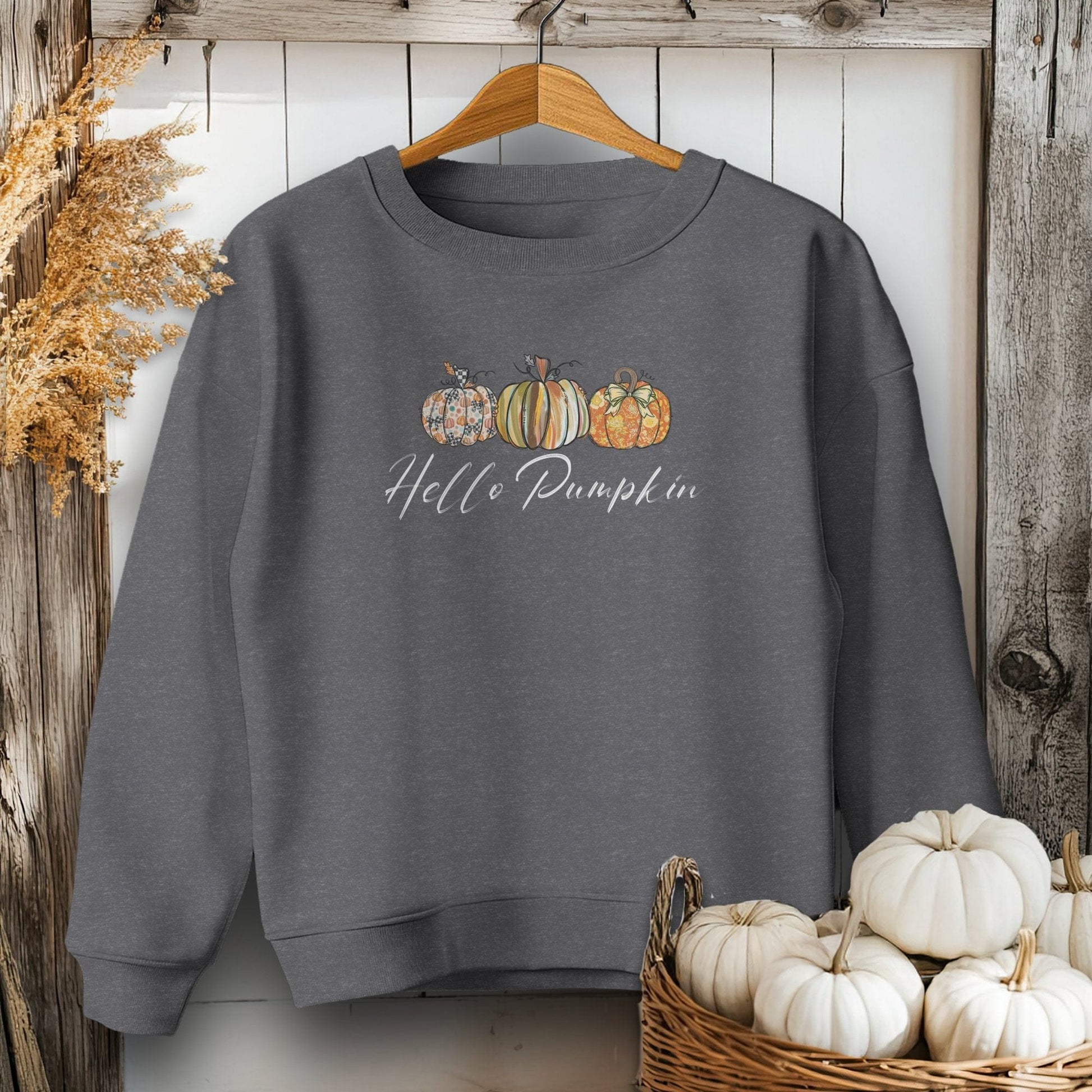 Holiday Youth Shirt Youth Sweatshirt / Dark Heather / XS Hello Pumpkin Fall - Youth Shirt