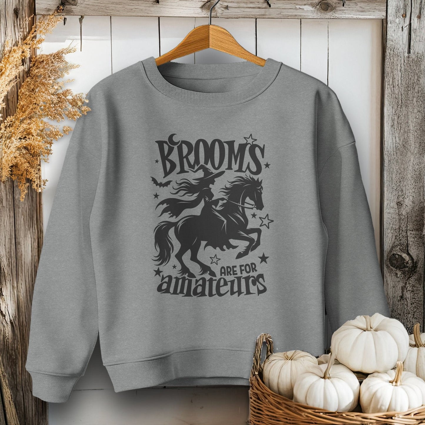 Holiday Youth Shirt Youth Sweatshirt / Graphite Heather / S Brooms Are For Amateurs Halloween Youth Shirt