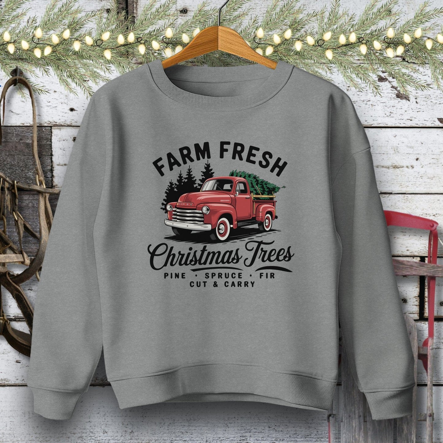 Holiday Youth Shirt Youth Sweatshirt / Graphite Heather / S Christmas Tree Farm Youth Shirt