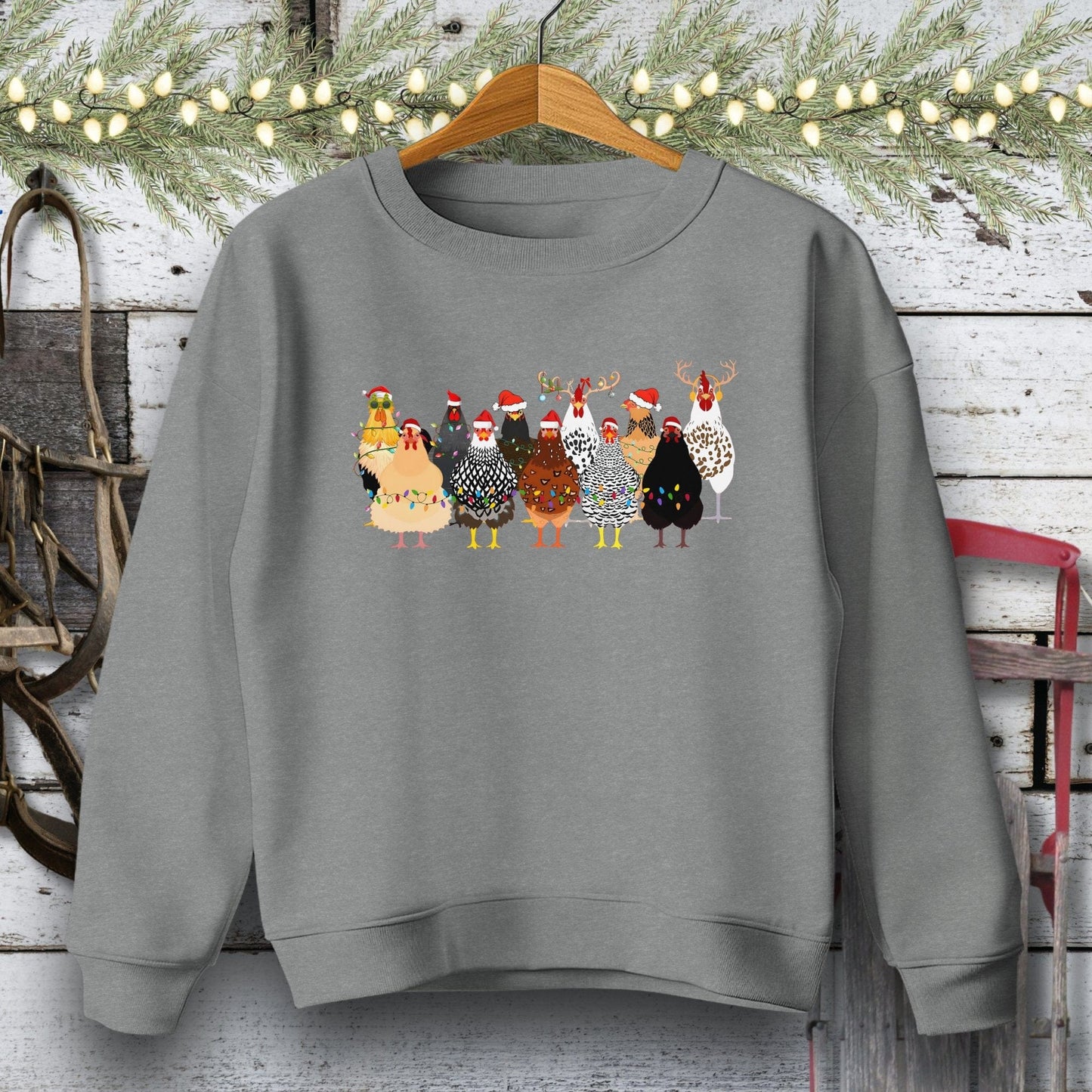 Holiday Youth Shirt Youth Sweatshirt / Graphite Heather / S Festive Chickens Youth Shirt