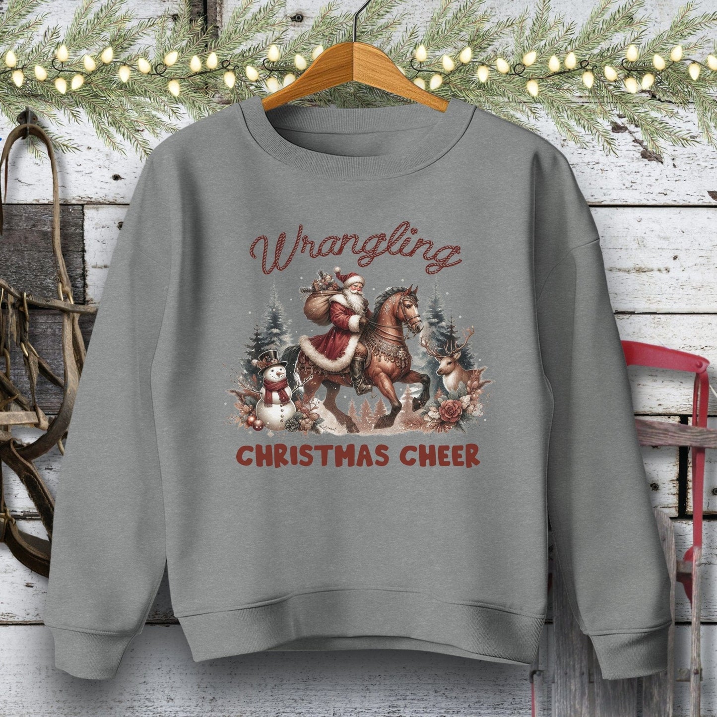 Holiday Youth Shirt Youth Sweatshirt / Graphite Heather / S Wrangling Christmas Cheer Youth Shirt