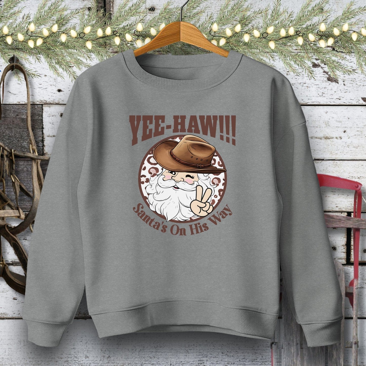 Holiday Youth Shirt Youth Sweatshirt / Graphite Heather / S Yee-Haw Santa Youth Shirt