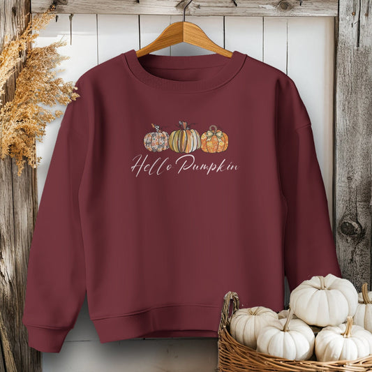 Holiday Youth Shirt Youth Sweatshirt / Maroon / XS Hello Pumpkin Fall - Youth Shirt