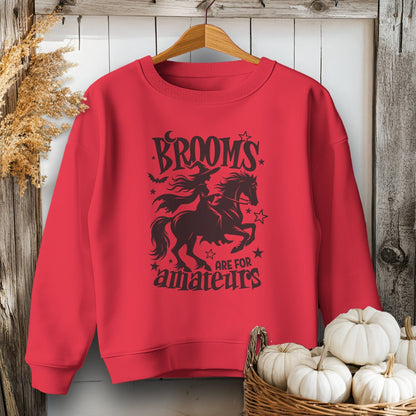 Holiday Youth Shirt Youth Sweatshirt / Red / XS Brooms Are For Amateurs Halloween Youth Shirt