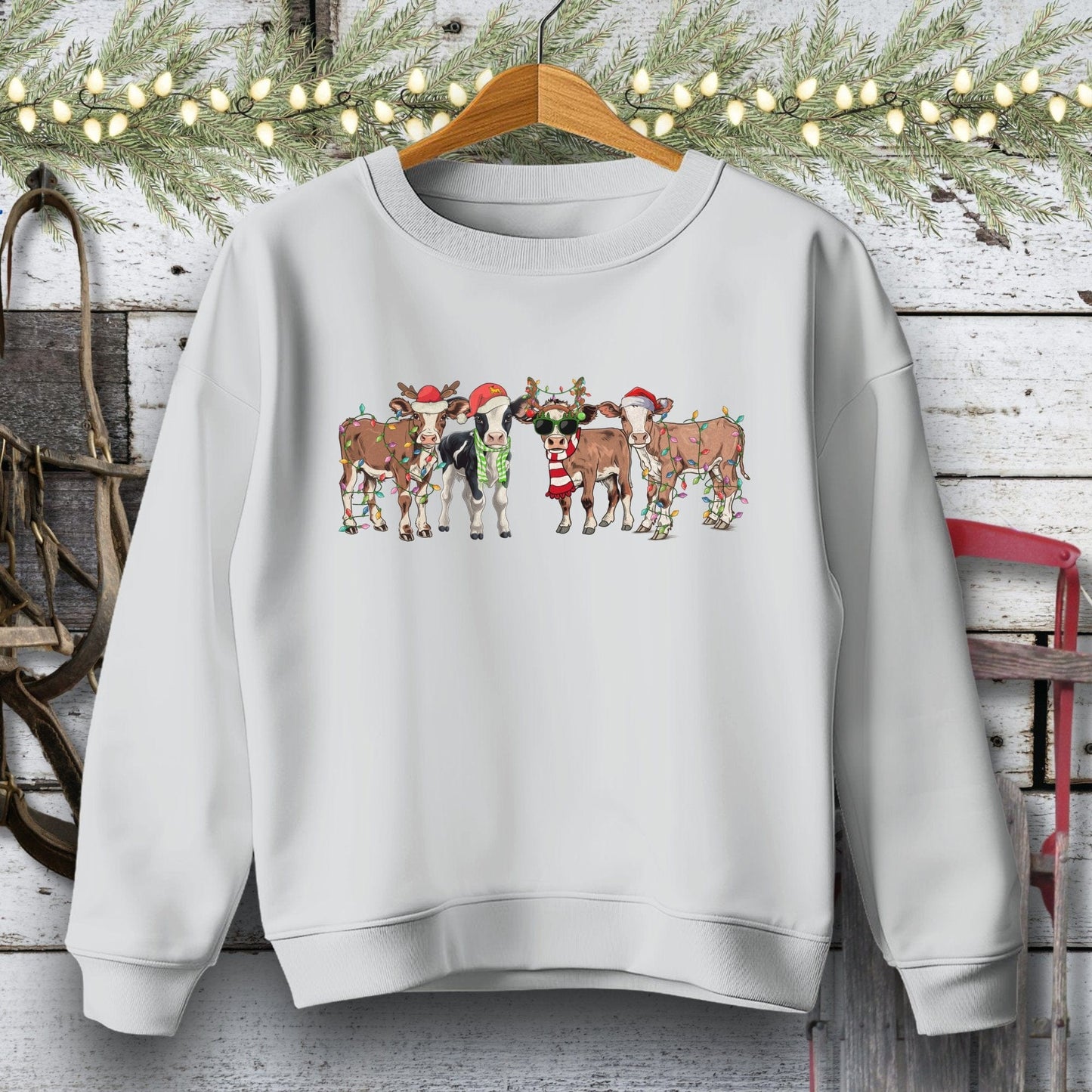 Holiday Youth Shirt Youth Sweatshirt / Sport Grey / S Festive Cows Youth Shirt