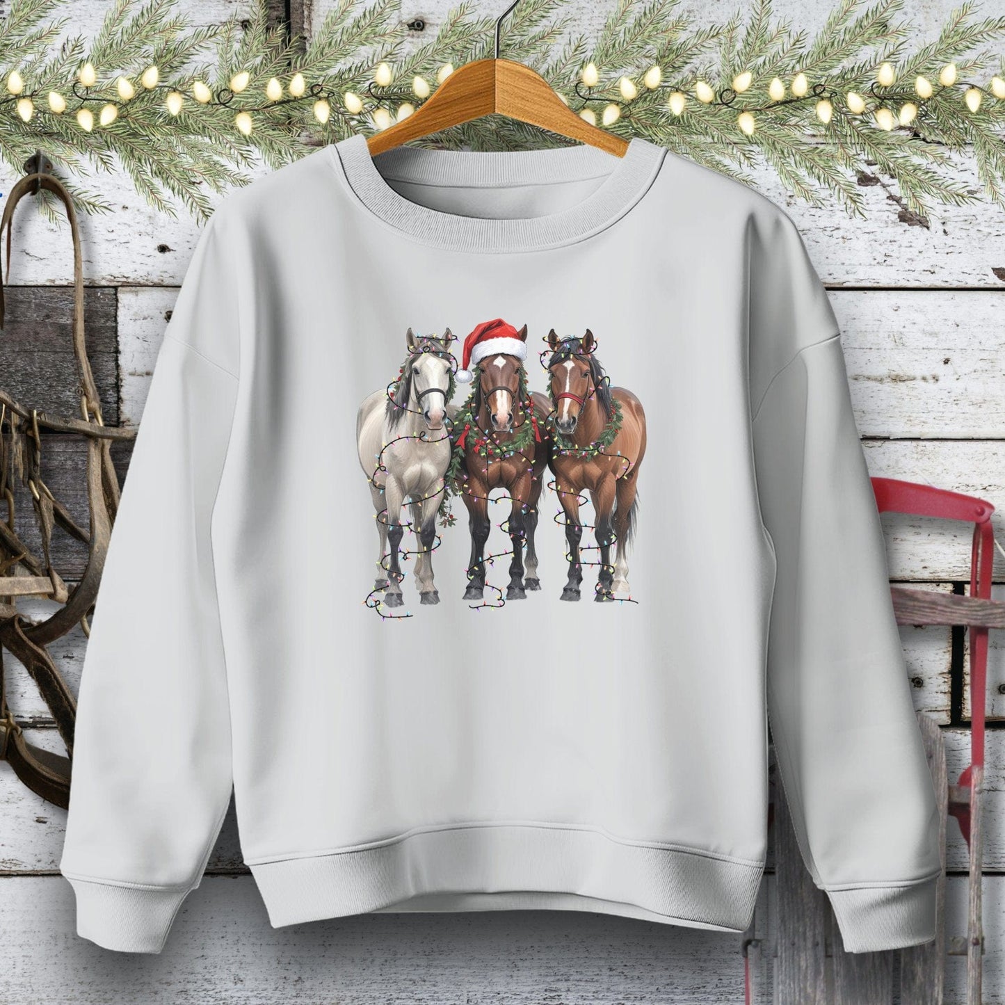 Holiday Youth Shirt Youth Sweatshirt / Sport Grey / S Festive Horses Youth Shirt