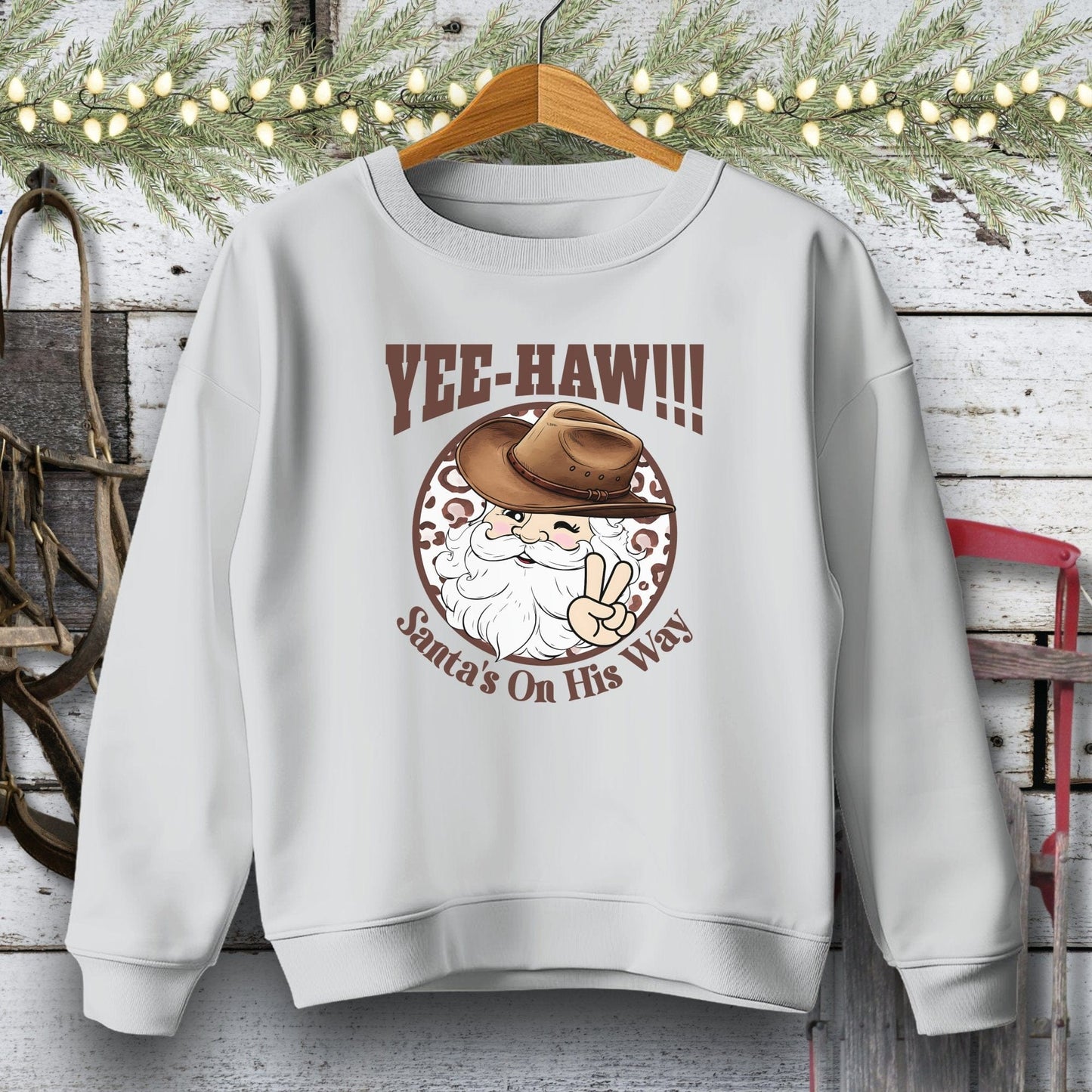 Holiday Youth Shirt Youth Sweatshirt / Sport Grey / S Yee-Haw Santa Youth Shirt