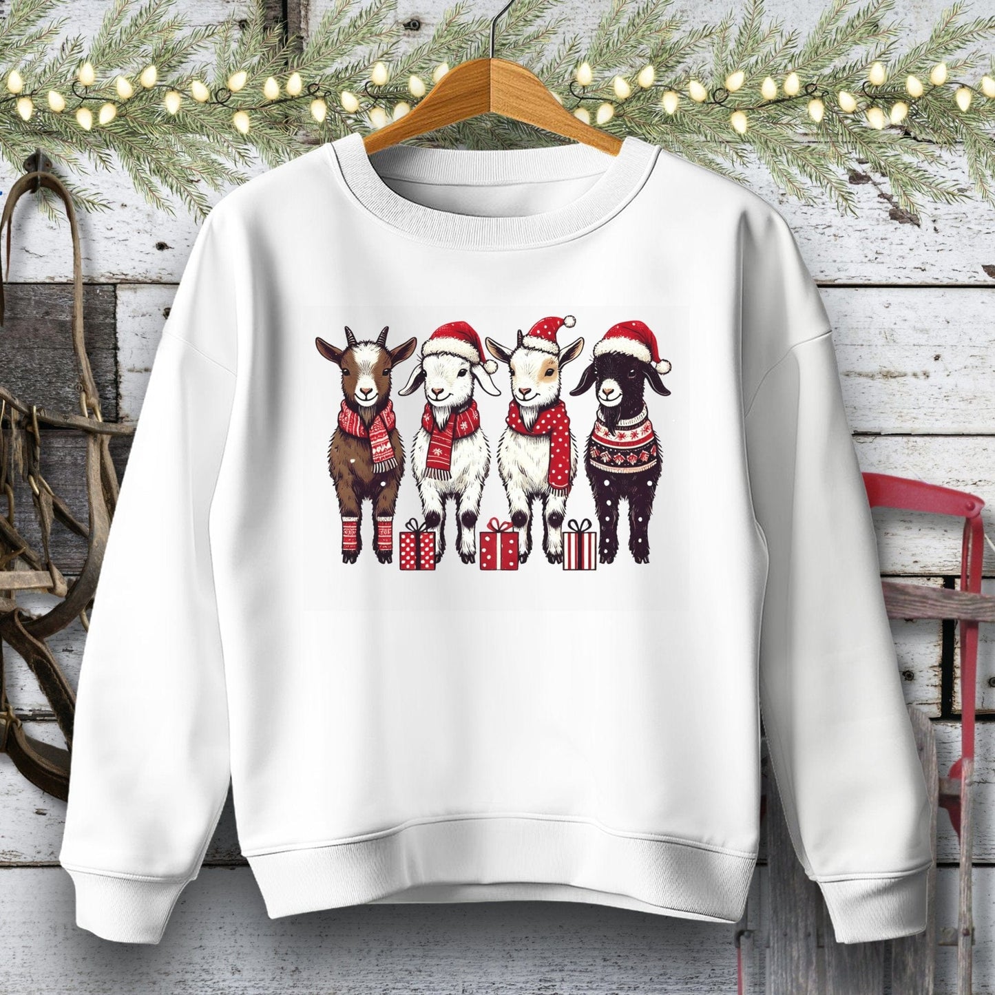 Holiday Youth Shirt Youth Sweatshirt / White / S Festive Goats Youth Shirt