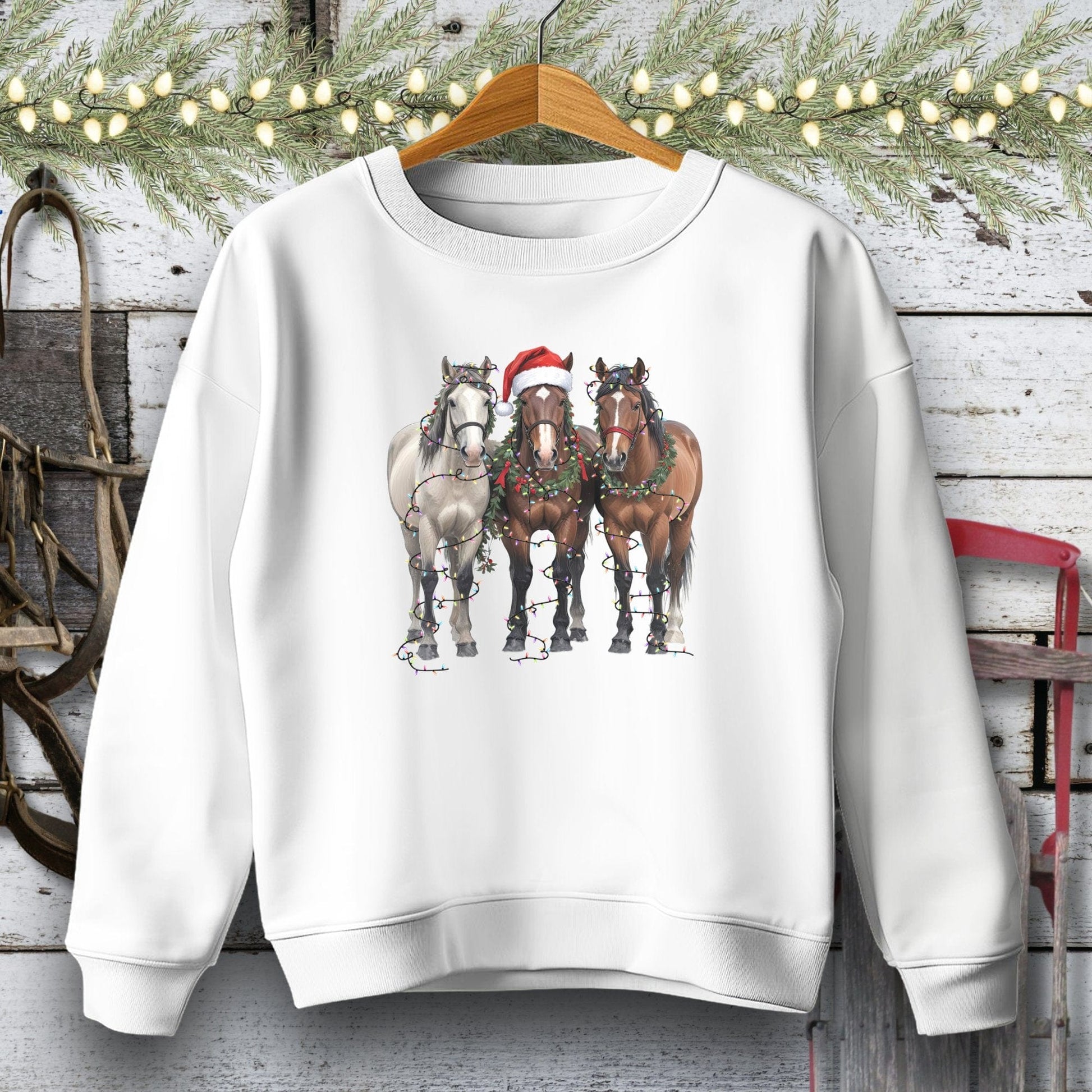 Holiday Youth Shirt Youth Sweatshirt / White / S Festive Horses Youth Shirt