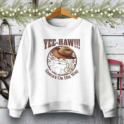 Holiday Youth Shirt Youth Sweatshirt / White / S Yee-Haw Santa Youth Shirt