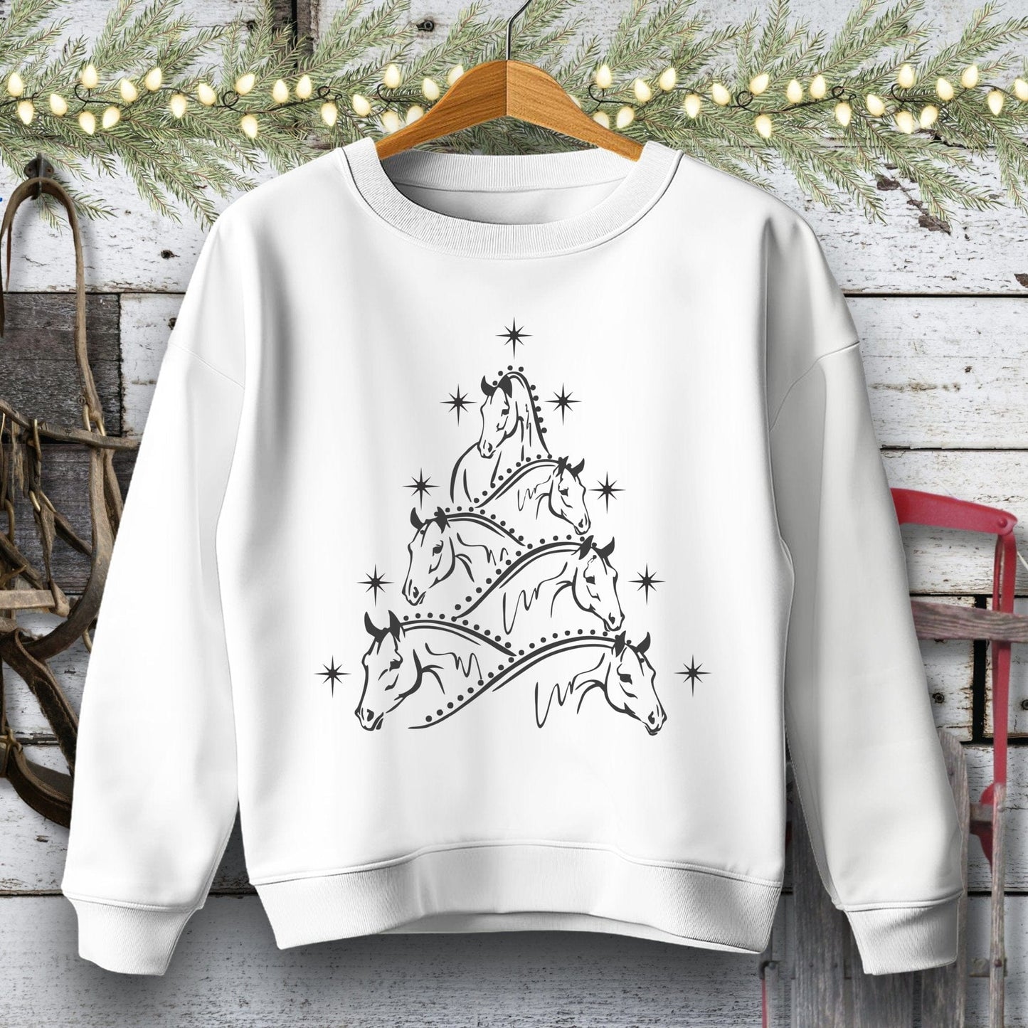 Holiday Youth Shirt Youth Sweatshirt / White / XS Horse Art Christmas Youth Shirt