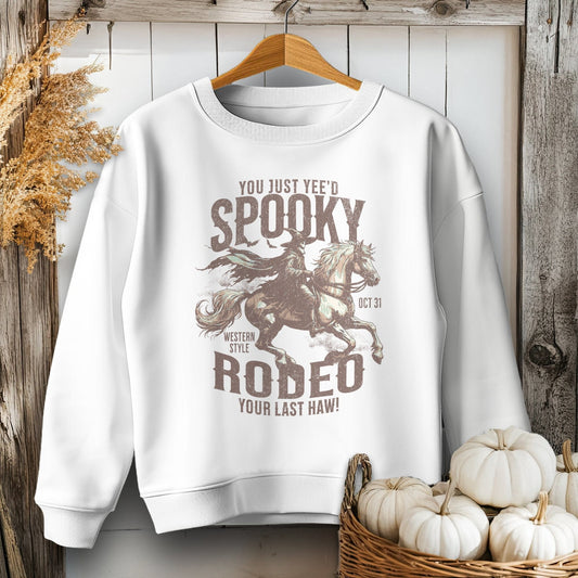 Holiday Youth Shirt Youth Sweatshirt / White / XS Spooky Rodeo Halloween Youth Shirt