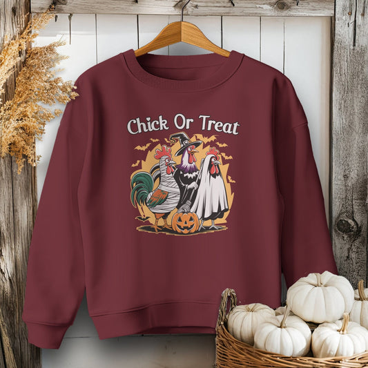 Holiday Youth Shirt Youth Sweatshirt / XS / Maroon Chick Or Treat Halloween Youth Shirt