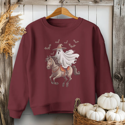 Holiday Youth Shirt Youth Sweatshirt / XS / Maroon Ghost Riding Horse Halloween Youth Shirt