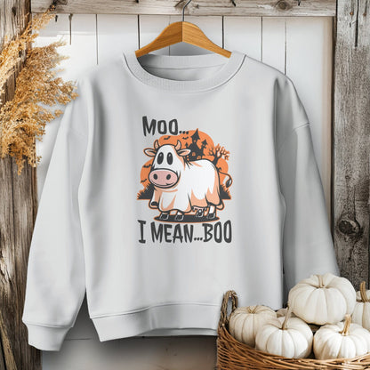 Holiday Youth Shirt Youth Sweatshirt / XS / Sport Grey Halloween Moo I Mean Boo Cow Youth Shirt