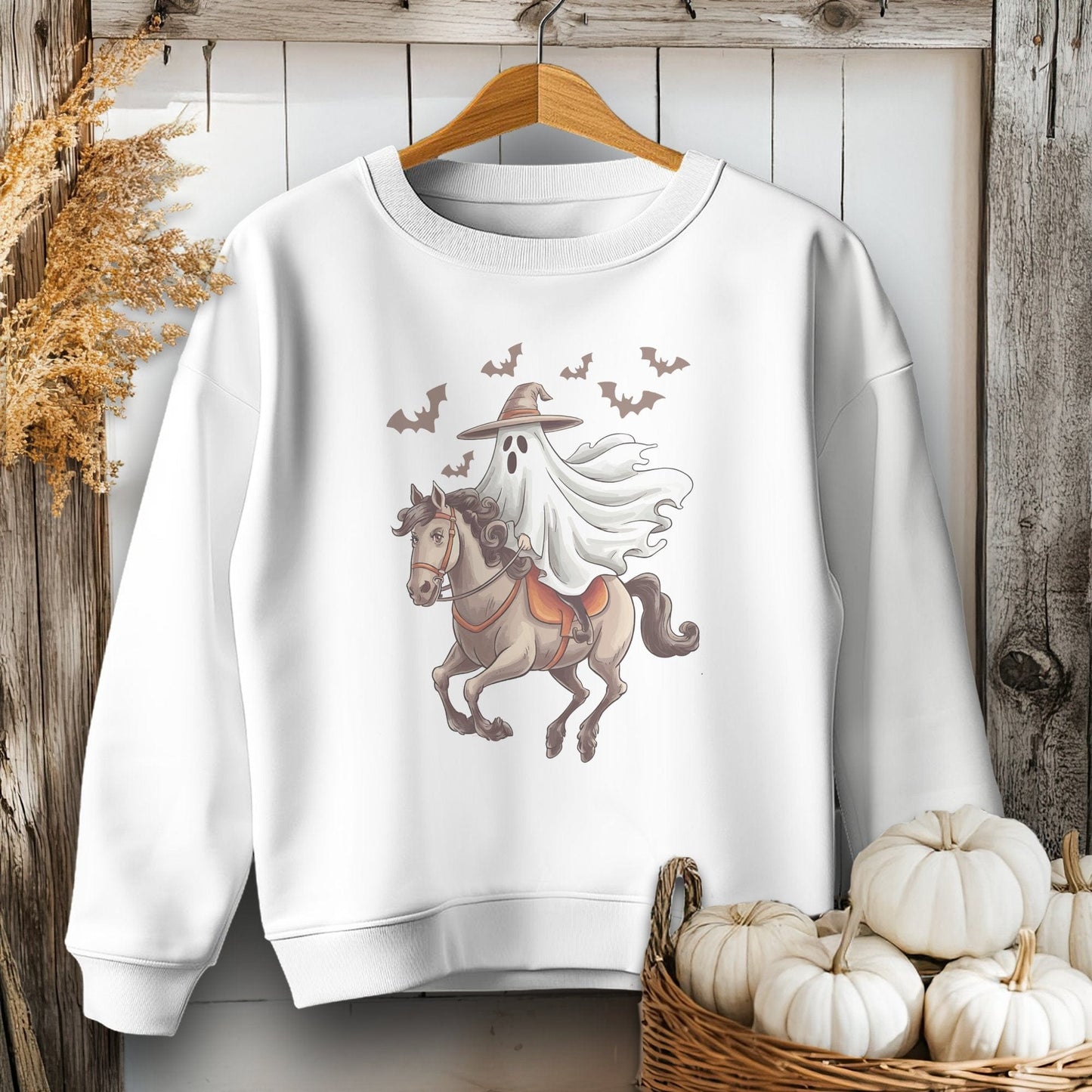 Holiday Youth Shirt Youth Sweatshirt / XS / White Ghost Riding Horse Halloween Youth Shirt