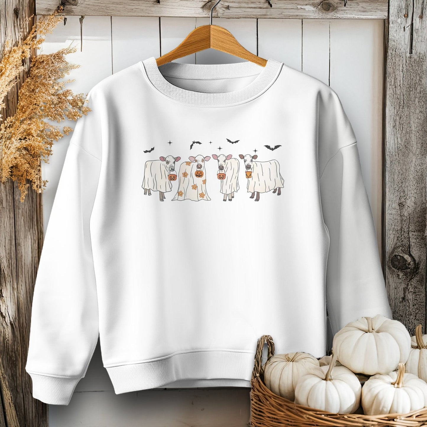 Holiday Youth Shirt Youth Sweatshirt / XS / White Ghostly Cows Halloween Youth Shirt