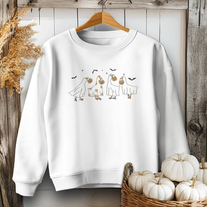 Holiday Youth Shirt Youth Sweatshirt / XS / White Ghostly Geese Halloween Youth Shirt