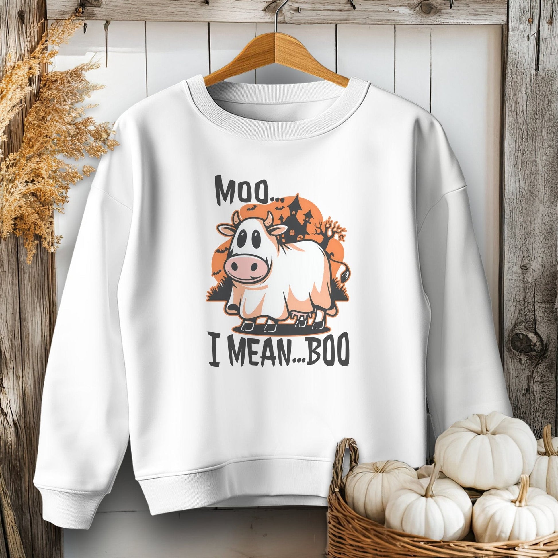 Holiday Youth Shirt Youth Sweatshirt / XS / White Halloween Moo I Mean Boo Cow Youth Shirt