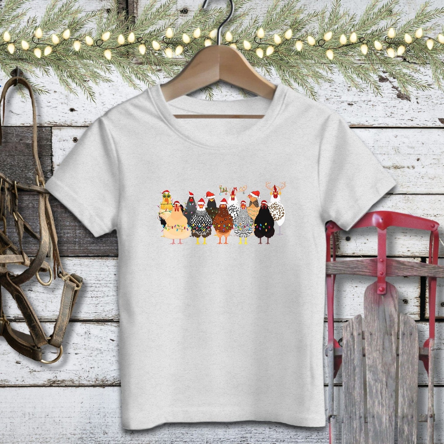 Holiday Youth Shirt Youth T-shirt / Athletic Heather / S Festive Chickens Youth Shirt