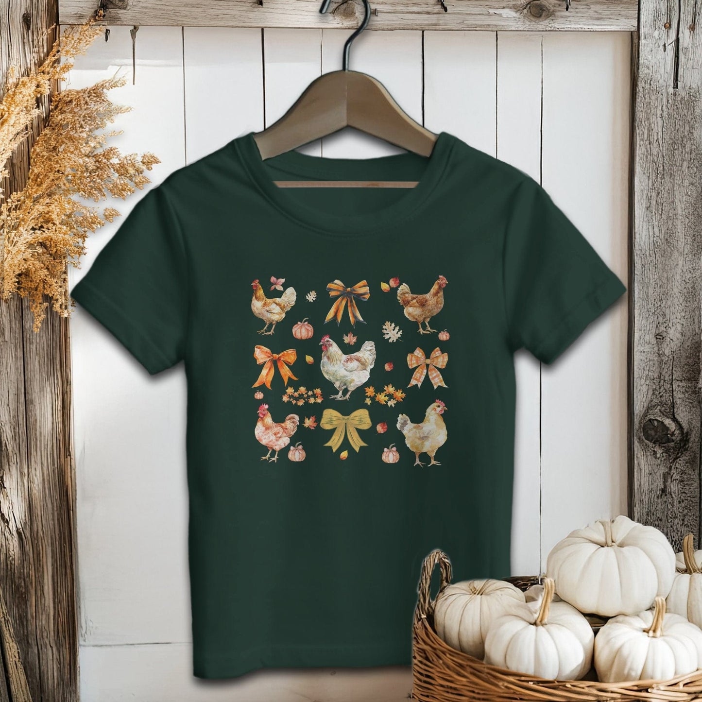 Holiday Youth Shirt Youth T-shirt / Forest / S Chickens and Bows Fall - Youth Shirt