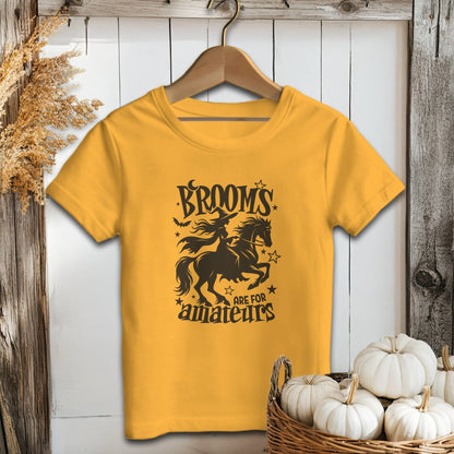 Holiday Youth Shirt Youth T-shirt / Gold / S Brooms Are For Amateurs Halloween Youth Shirt