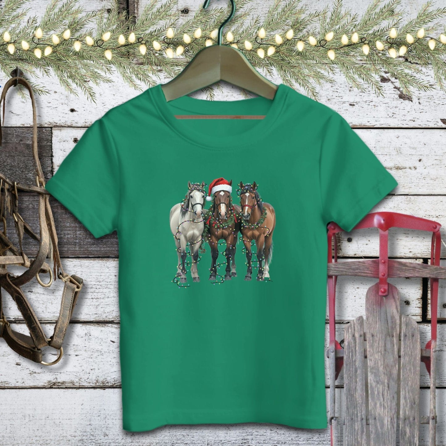 Holiday Youth Shirt Youth T-shirt / Kelly / S Festive Horses Youth Shirt