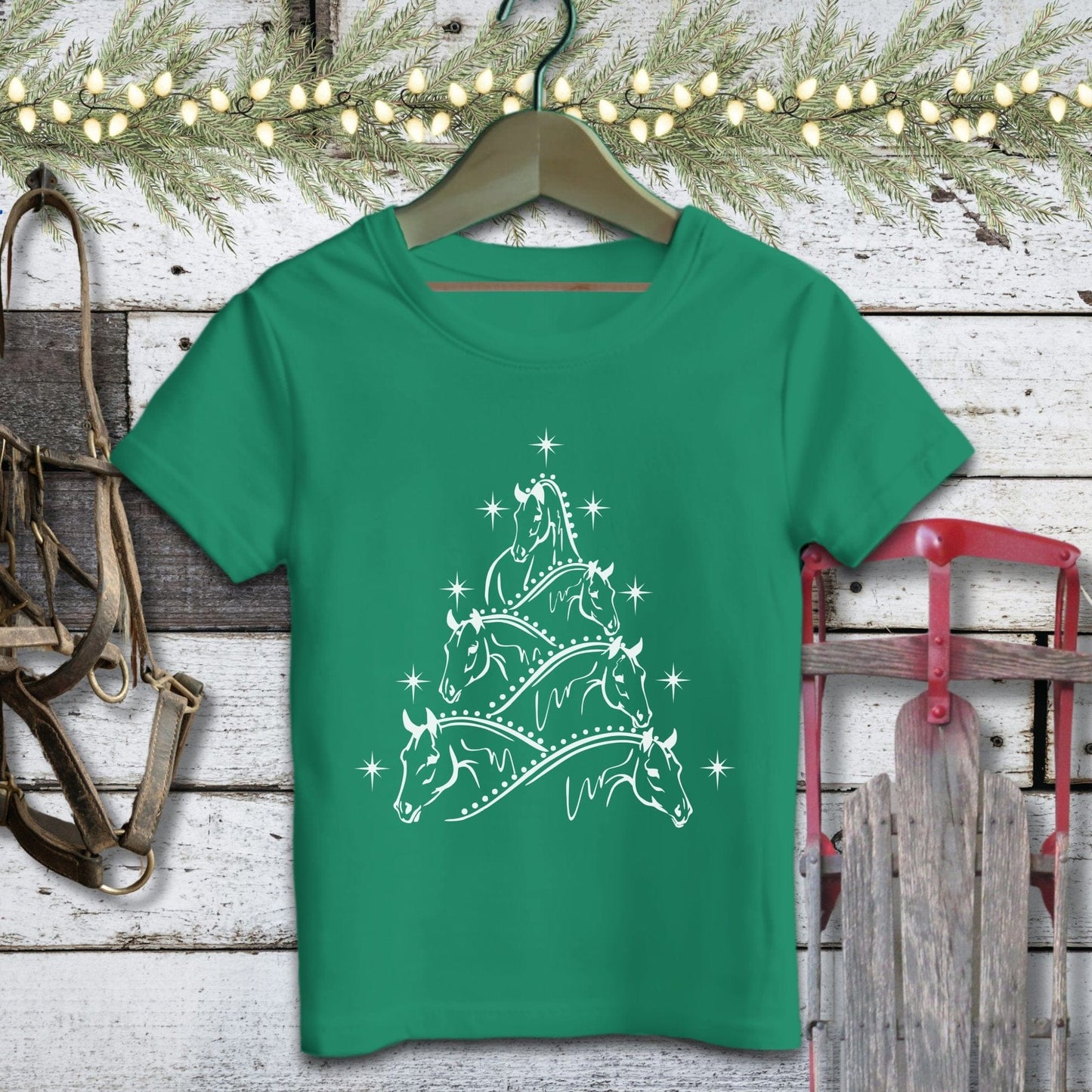 Holiday Youth Shirt Youth T-shirt / Kelly / S Horse Art Christmas Youth Shirt