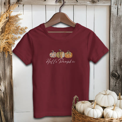 Holiday Youth Shirt Youth T-shirt / Maroon / S Hello Pumpkin Fall - Youth Shirt