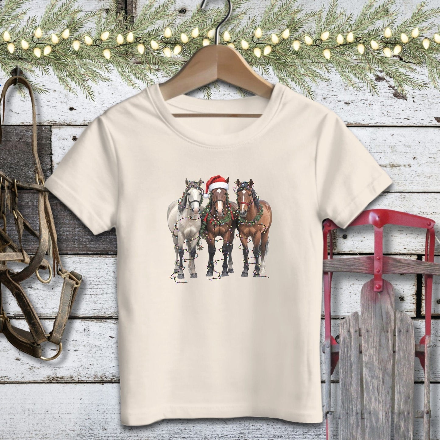 Holiday Youth Shirt Youth T-shirt / Natural / S Festive Horses Youth Shirt