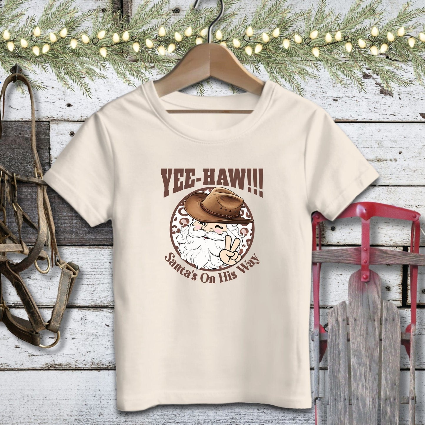 Holiday Youth Shirt Youth T-shirt / Natural / S Yee-Haw Santa Youth Shirt