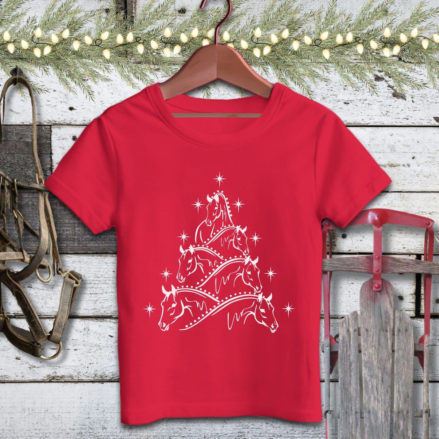 Holiday Youth Shirt Youth T-shirt / Red / S Horse Art Christmas Youth Shirt