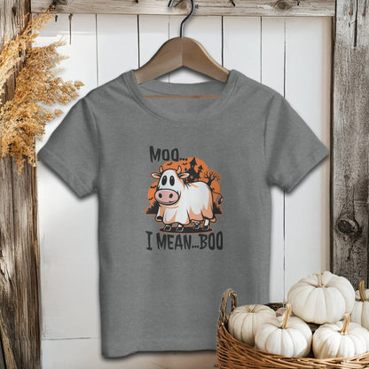 Holiday Youth Shirt Youth T-shirt / S / Deep Heather Halloween Moo I Mean Boo Cow Youth Shirt