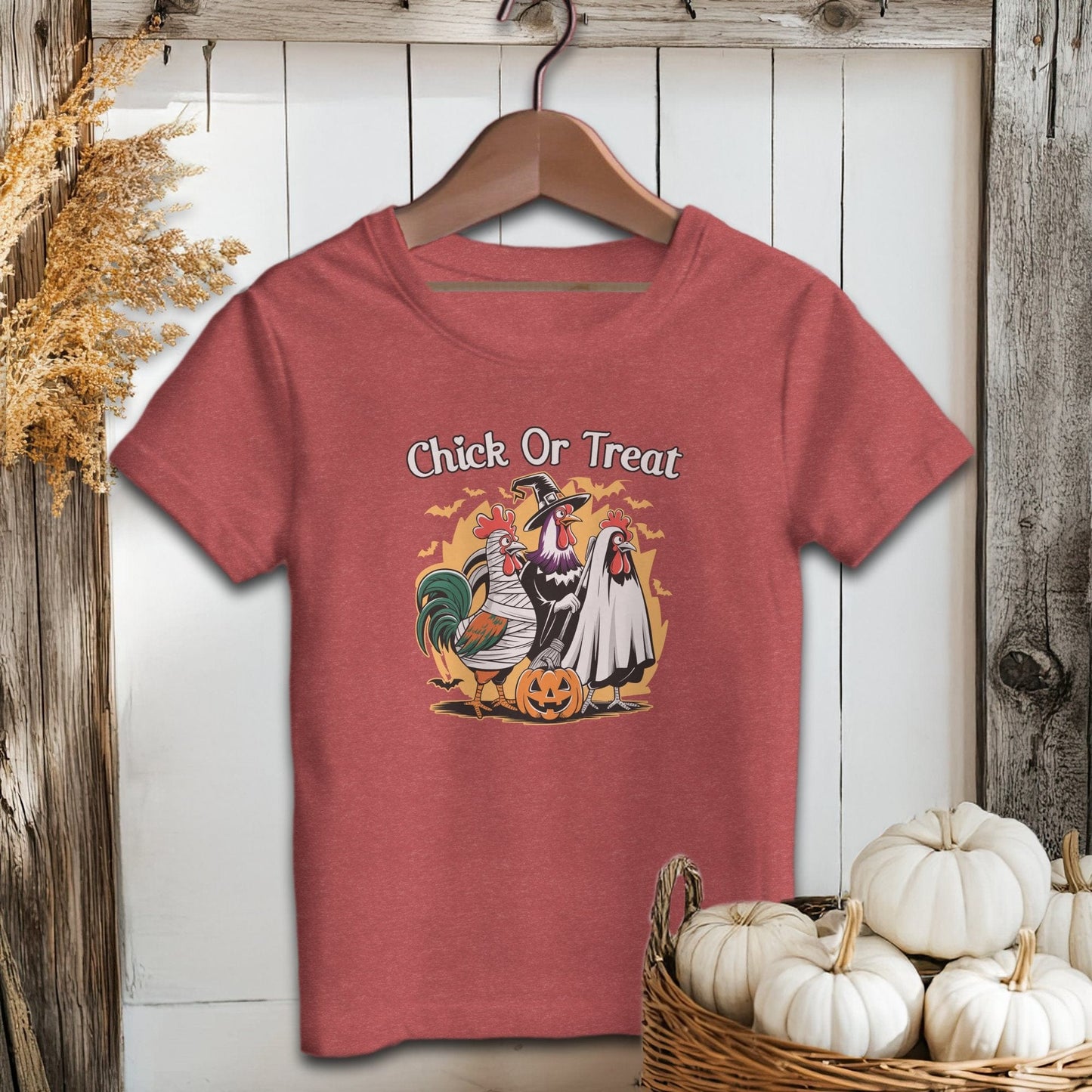 Holiday Youth Shirt Youth T-shirt / S / Heather Red Chick Or Treat Halloween Youth Shirt