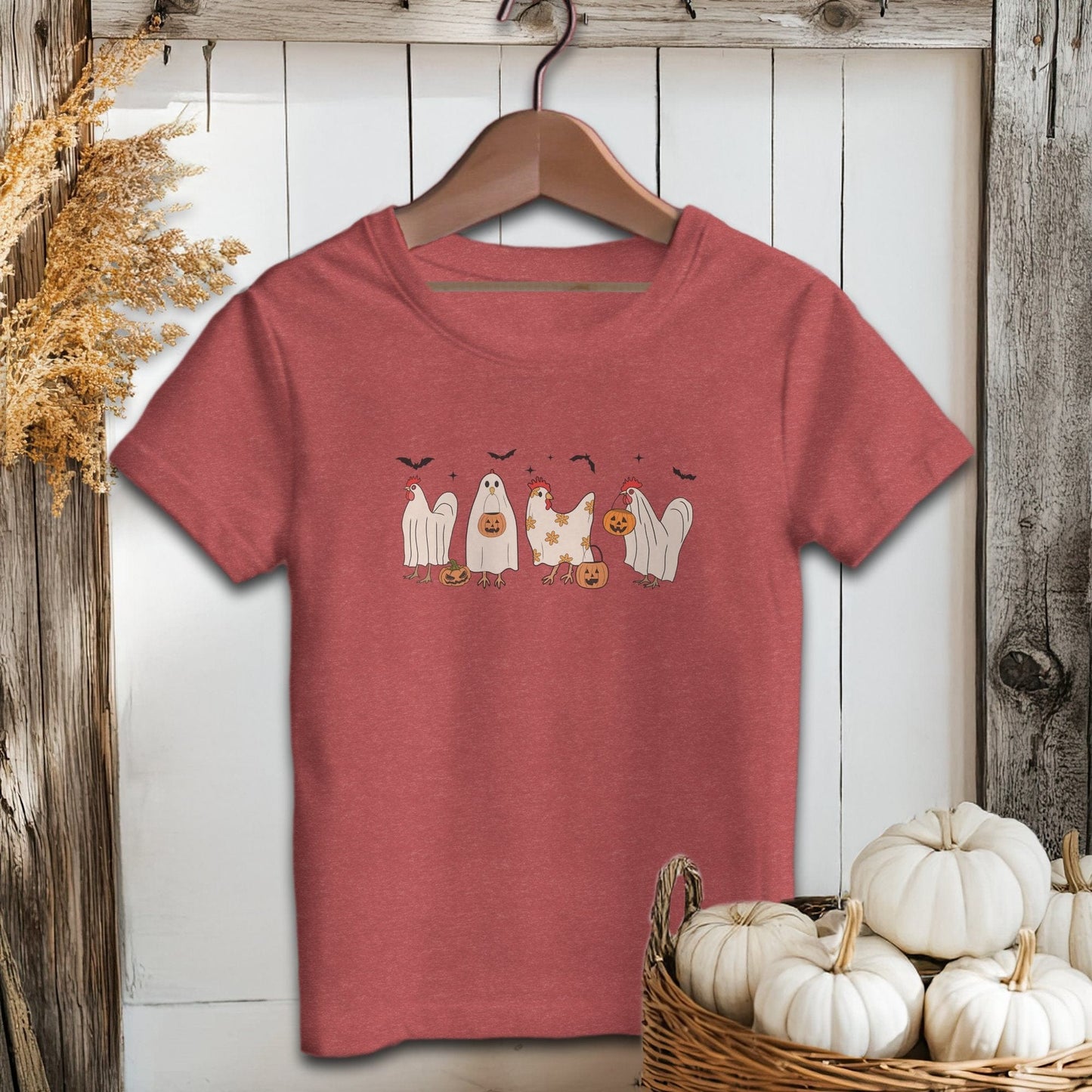 Holiday Youth Shirt Youth T-shirt / S / Heather Red Ghostly Chickens Halloween Youth Shirt