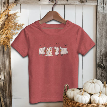 Holiday Youth Shirt Youth T-shirt / S / Heather Red Ghostly Cows Halloween Youth Shirt