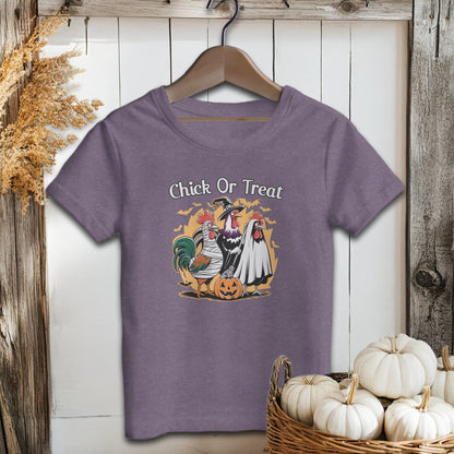 Holiday Youth Shirt Youth T-shirt / S / Heather Team Purple Chick Or Treat Halloween Youth Shirt