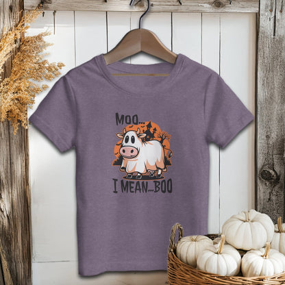 Holiday Youth Shirt Youth T-shirt / S / Heather Team Purple Halloween Moo I Mean Boo Cow Youth Shirt